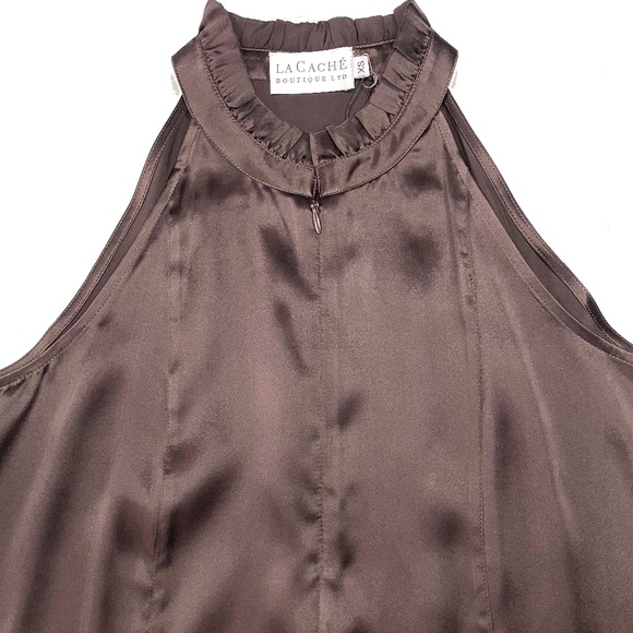 Go> by GoSilk Cutaway Silk Top Deep Brown Java - Picture 1 of 4